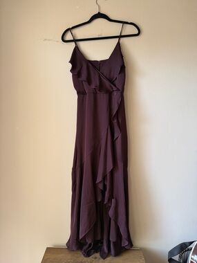 Express Plum Ruffle High-Low Maxi Dress